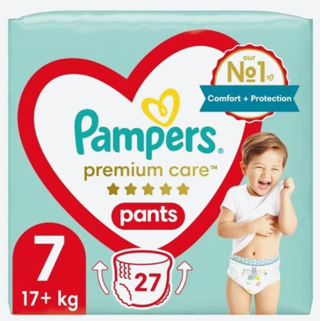 PAMPERS PREMIUM CARE - Lot de 27 couches-culottes jetables, taille 7 - (17kg et +) Dakar Dialy