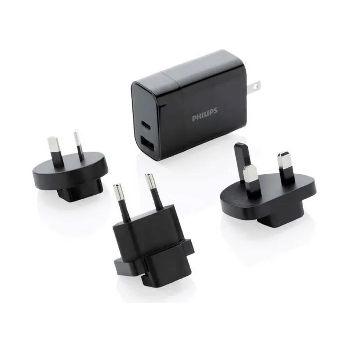 PHILIPS - Adaptateur de chargeur de voyage universel avec double port USB - Noir Dakar Dialy