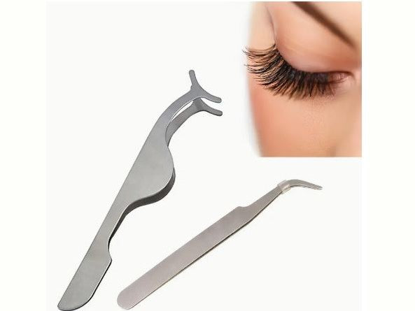 Ensemble d'outils d'extension de cils en acier inoxydable, 2 pièces