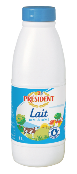 Lait demi-écrémé PRESIDENT 1L dispo à Dakar sur Dialy en 60min à Dakar