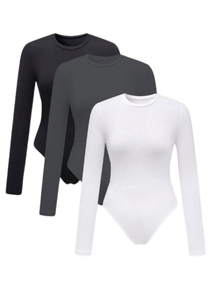 Pack 3 Bodys Femme à Manches Longues – Unicolores & Confortables Dialy - Dakar 