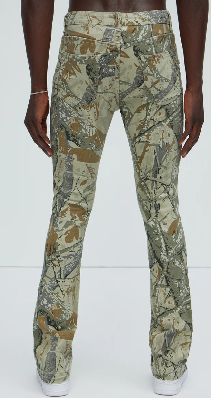 Pantalon camouflage évasé à effet superposé et ourlets effilochés - Taille 40 Dakar Dialy