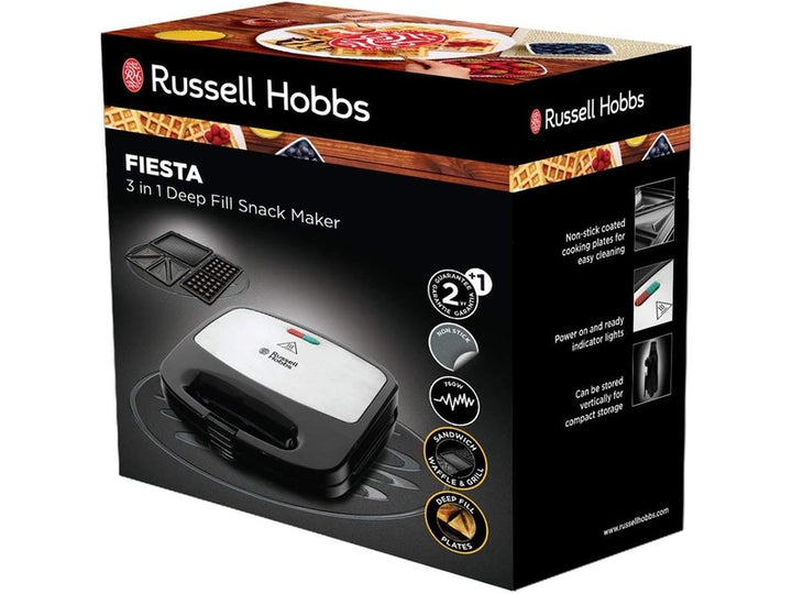 Toaster Russell Hobbs Fiesta 3 en 1 pour gaufres, tacos et croque-monsieur. Disponible à Dakar en 60min sur Dialy.sn