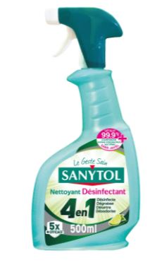 Sanytol - Nettoyant Ménager Désinfectant Multi-Usages 4en1 500ml - Efficacité et Fraîcheur