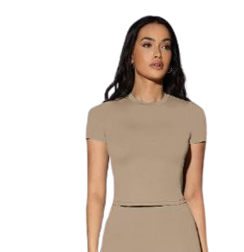 SILQUEE – T-shirt moulant unicolore kaki (taille XS) Dialy - Dakar 