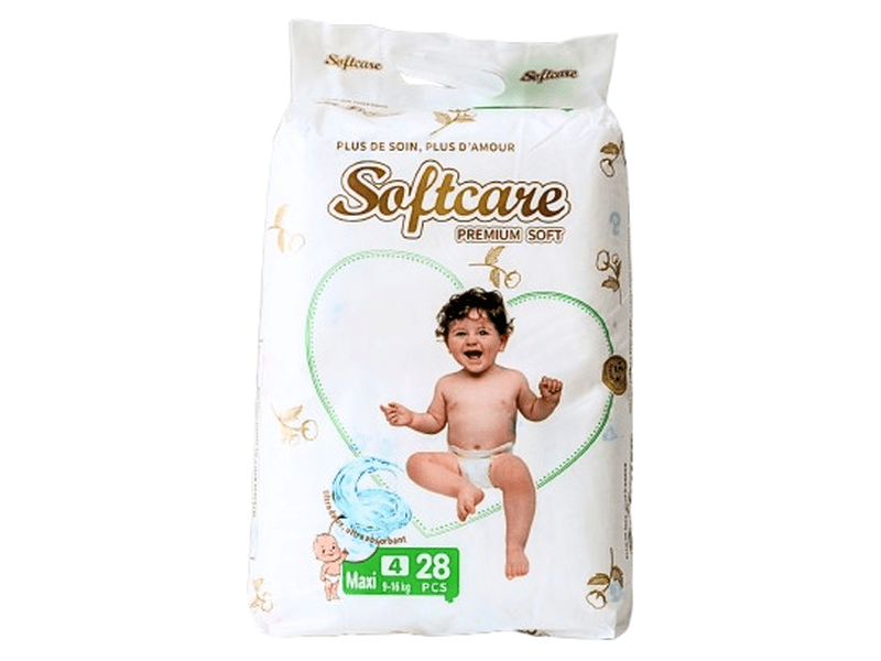 SOFTCARE Premium Soft – Couches bébé – Taille 4 Maxi (9-16 kg) – Pack de 28 – Confort optimal Dialy - Dakar 