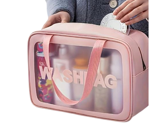 Sac de rangement articles de toilette de grande capacité de luxe rose