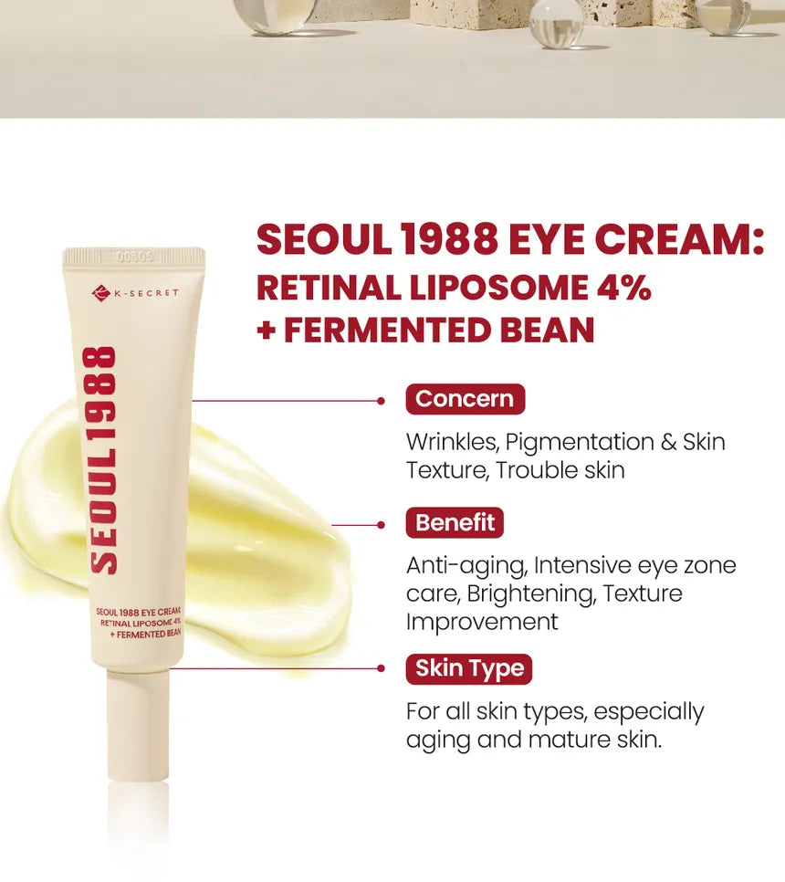 KSECRET Seoul 1988 – Crème Contour des Yeux Rétinal 4% + Haricot Fermenté