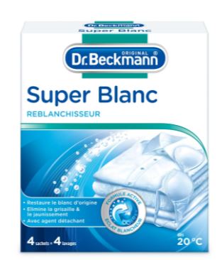 Dr Beckmann - Reblanchisseur Super Blanc 4x40g - Redonne éclat et blancheur à vos textiles