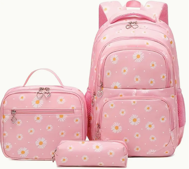 Sac à dos enfants 3 pièces rose avec trousse et sac à lunch disponible sur Dialy en 60min à Dakar