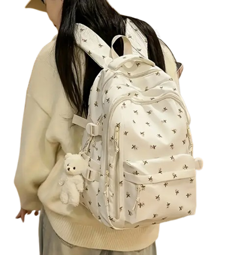 Sac à dos d’école nylon blanc cassé avec multiples compartiments disponible sur Dialy en 60min à Dakar