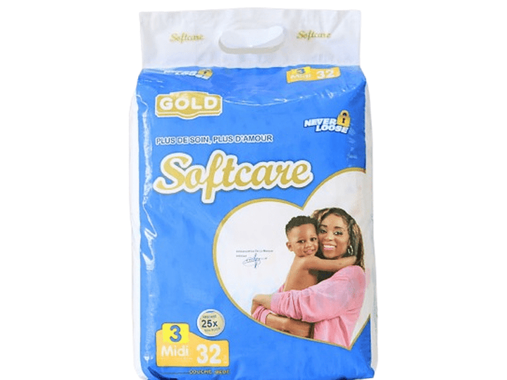 Softcare Gold  Pour Bébés - Taille 3 Midi de 6 à 11 kg - Pack Économique de 32 Couches