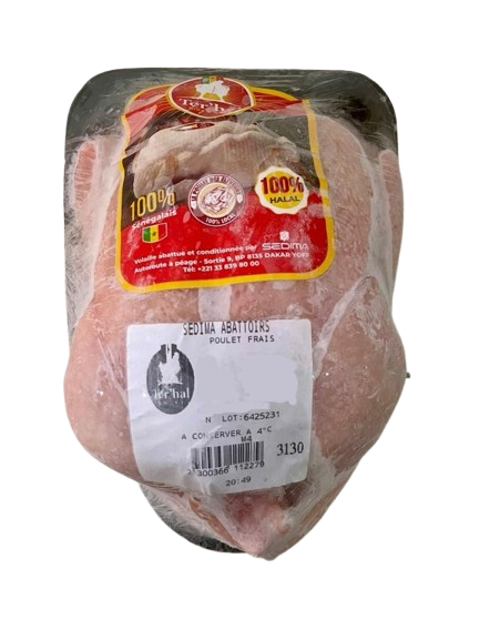 Poulet entier frais TERHAL – Disponible à Dakar en 60 min sur Dialy.







