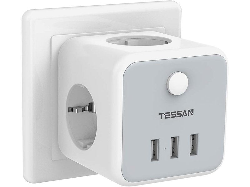 TESSAN - Multiprise Murale avec 3 ports USB DAKAR DIALY