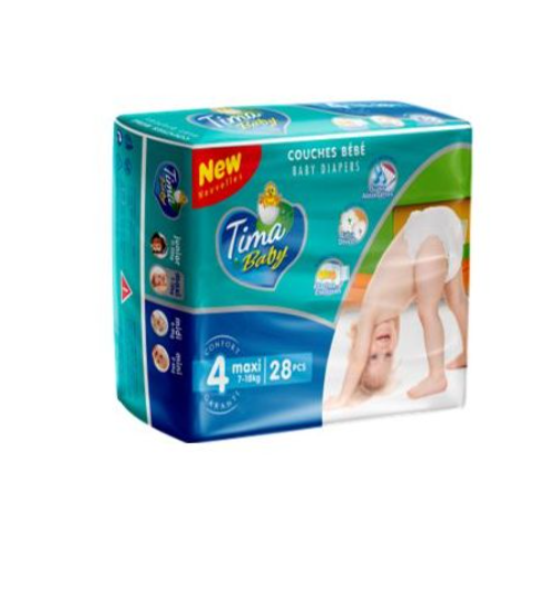 TIMA BABY - Couches bébé taille 4 maxi (7-18kg) - Lot de 28 couches Dakar Dialy