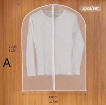 5 pièces Sacs de protection transparents pour les vêtements