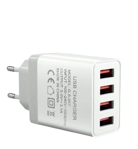 Tête de chargeur mural USB 4 ports 3,1A avec prise EU C (220-240 V) - Blanc Dakar Dialy