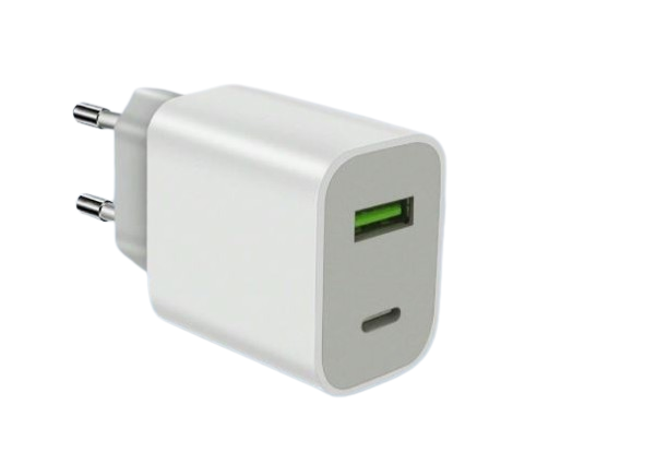 Tête de Chargeur Mural USB-C – Double Prise Rapide, Prise EU – Blanc Dakar - Dialy