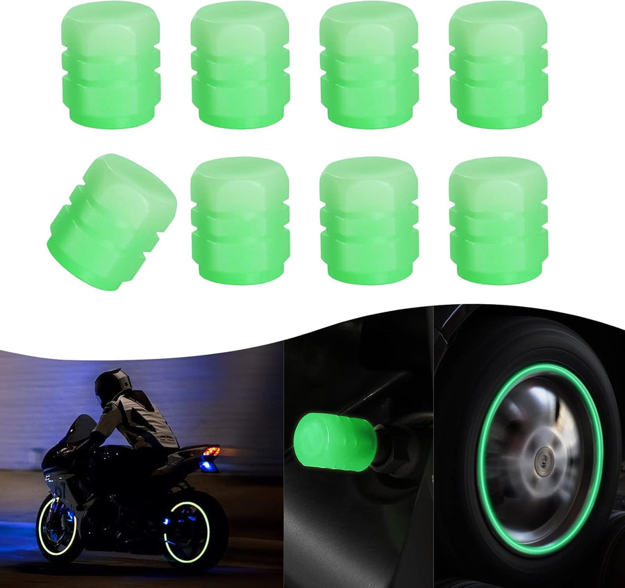 URAQT - Bouchons valve pneu fluorescents verts - 8 pcs Dakar Dialy
