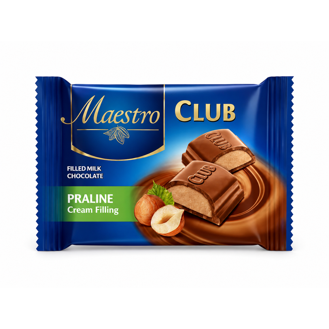 MAESTRO CLUB – Chocolat au Lait Fourré à la Crème Pralinée – 40 g
