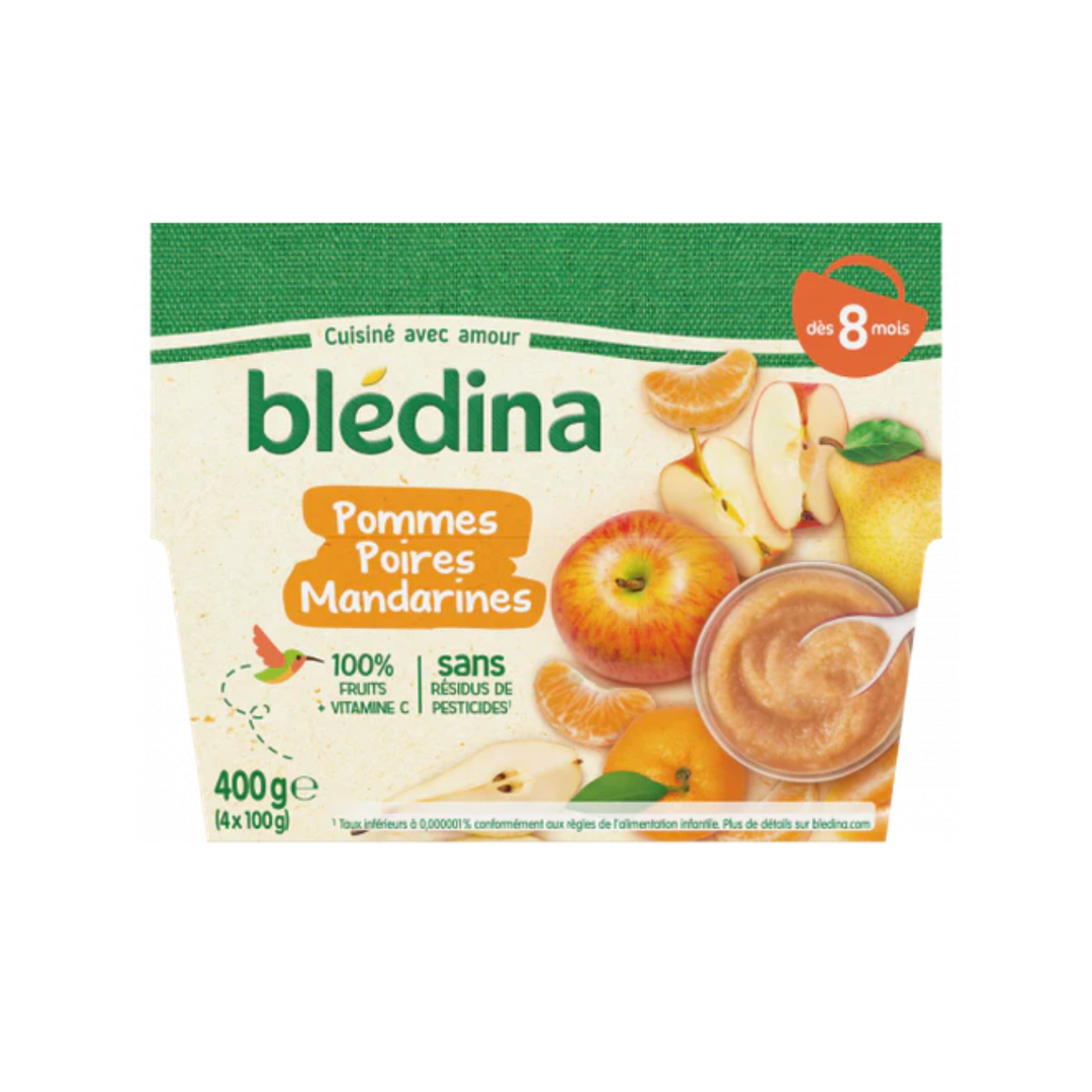 Blédina – 4 Coupelles Pommes, Poires & Mandarines Dès 8 Mois – 4 × 100 g
