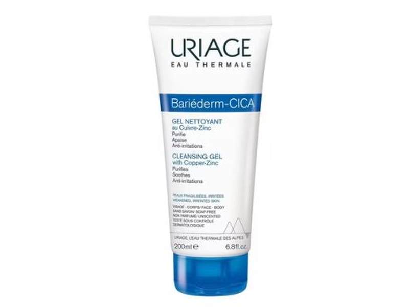 Uriage Bariéderm Cica-Gel Nettoyant - 200 ml, nettoie et répare les peaux fragilisées. Disponible sur Dialy.sn