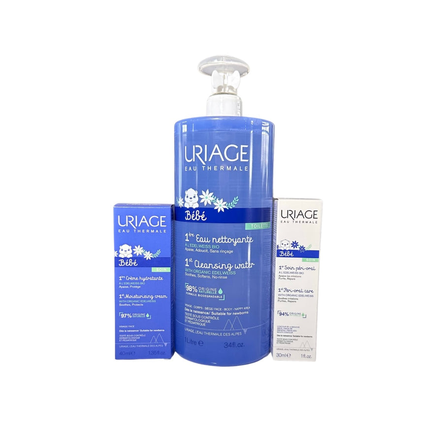 Uriage Bébé – Coffret Soins Complet : Bucco-Dentaire, Eau Nettoyante 1L & Crème Hydratante Dialy - Dakar 