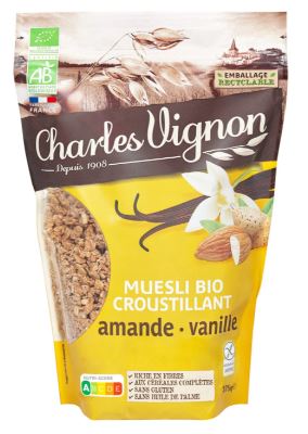 Céréales Muesli Croustillant Amande Vanille Sans Gluten Bio 375g - Charles Vignon