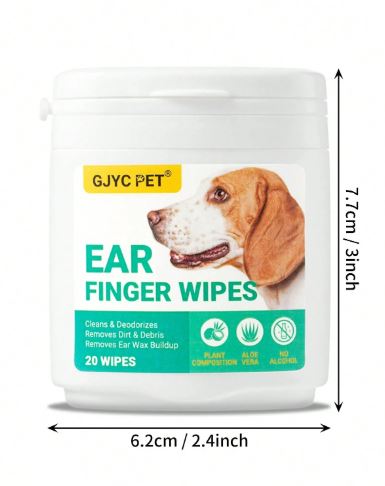 GJYC PET  lingettes nettoyantes pour oreilles de chien et de chat, 20 pièces