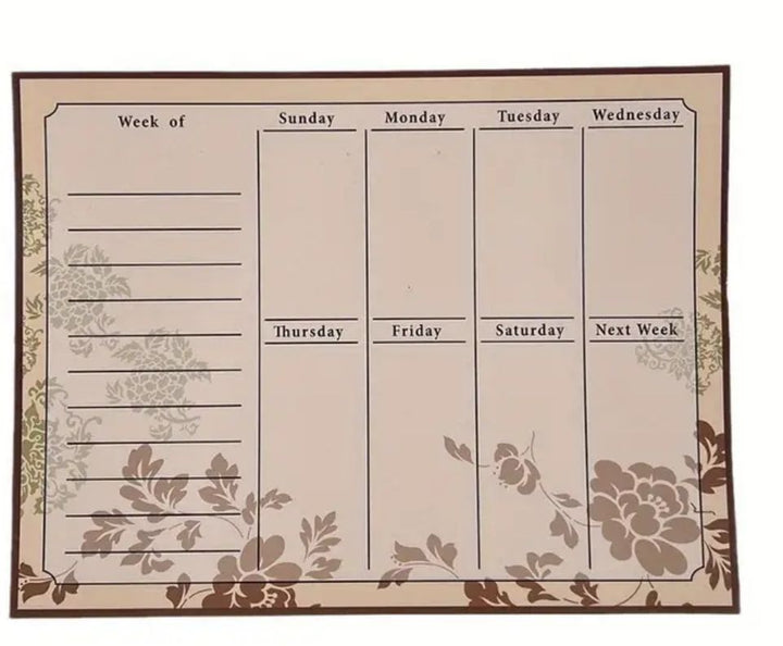 Calendrier hebdomadaire à effacement facile