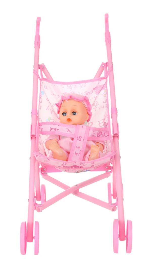 Poussette Pliante Rose Panier