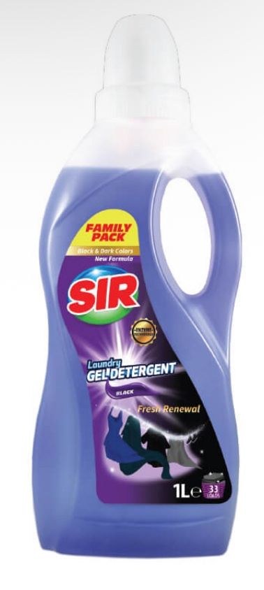 Lessive Sir SIR – Lessive Liquide Noir Brillant – 1 L – Dialy