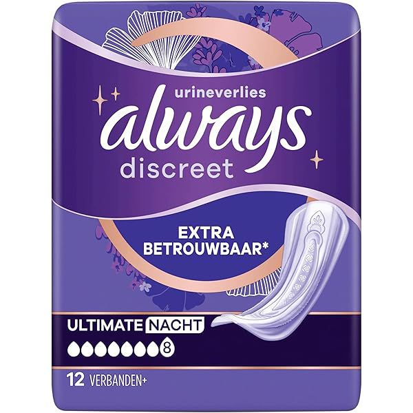 ALWAYS DISCREET Ultimate Night – Serviettes Incontinence 12 serviettes