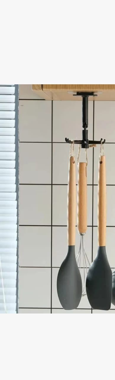 Porte-Ustensiles de Cuisine Rotatif - Noir - Lot de 5