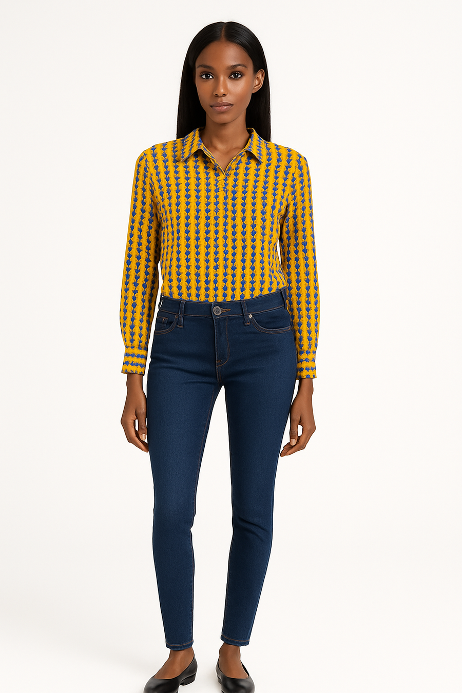 Z-ONE - Chemisier a motif triangle jaune - Taille S/M `Dakar Dialy