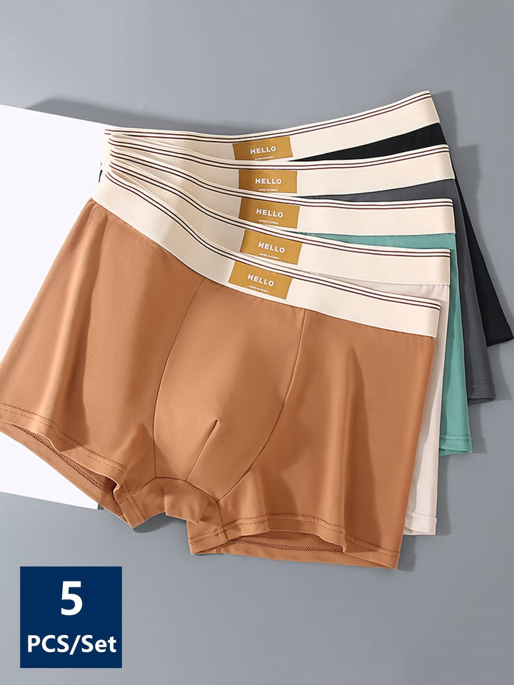 Lot de 5 Caleçons Homme – Respirants, Couleurs Mélangées-Taille L