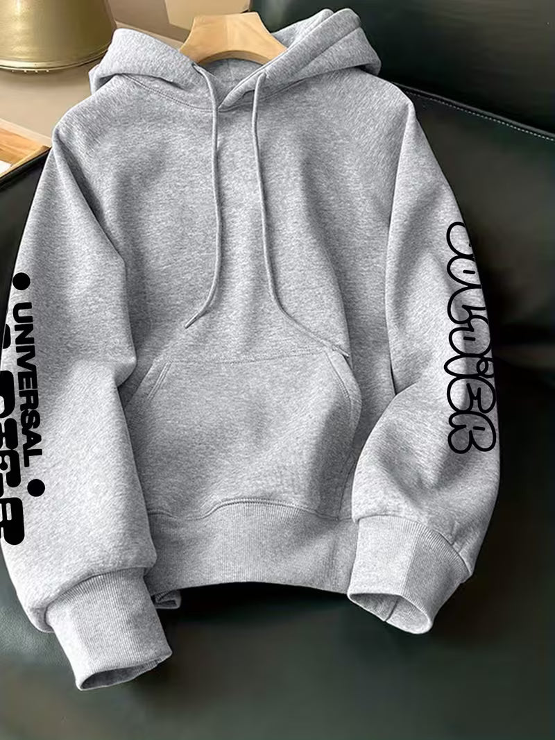 Sweat à Capuche Épais en Peluche pour Homme – Motifs Géométriques Abstraits – Taille L