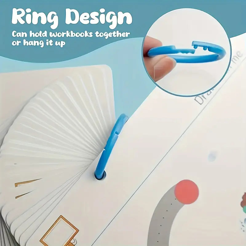 Cahier d'Entraînement Réutilisables pour Enfants avec Stylo Effaçable