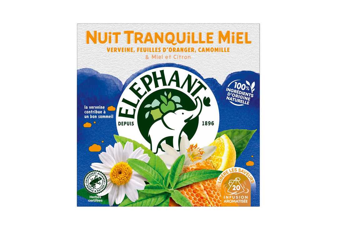 Eléphant - Tisane Relaxante Miel Camomille Verveine 20 Sachet - 30G