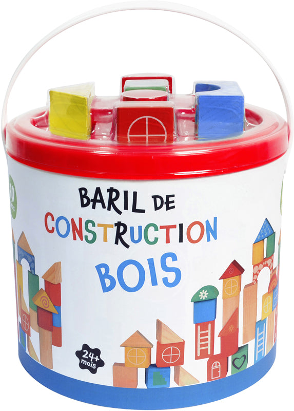 Baril de Construction Bois 60 Pièces Circuit Train Enfant 3 Ans Kit Jouet Éveil Durable