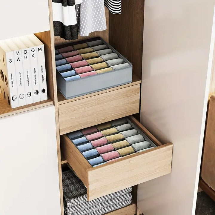 Organiseur de Tiroir pour Vêtements – Boîte de Rangement Grise en Tissu 2PCS