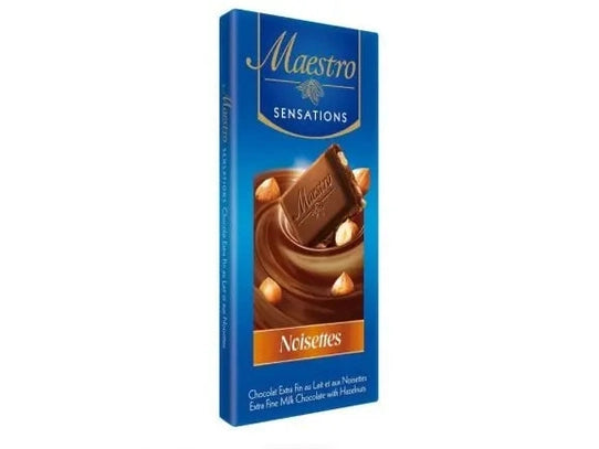 MAESTRO Sensations tablette de Chocolat au lait et aux Noisettes  90g