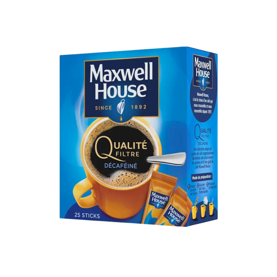 MAXWELL HOUSE-Qualité filtre décaféiné paquet de 25 sticks-45G