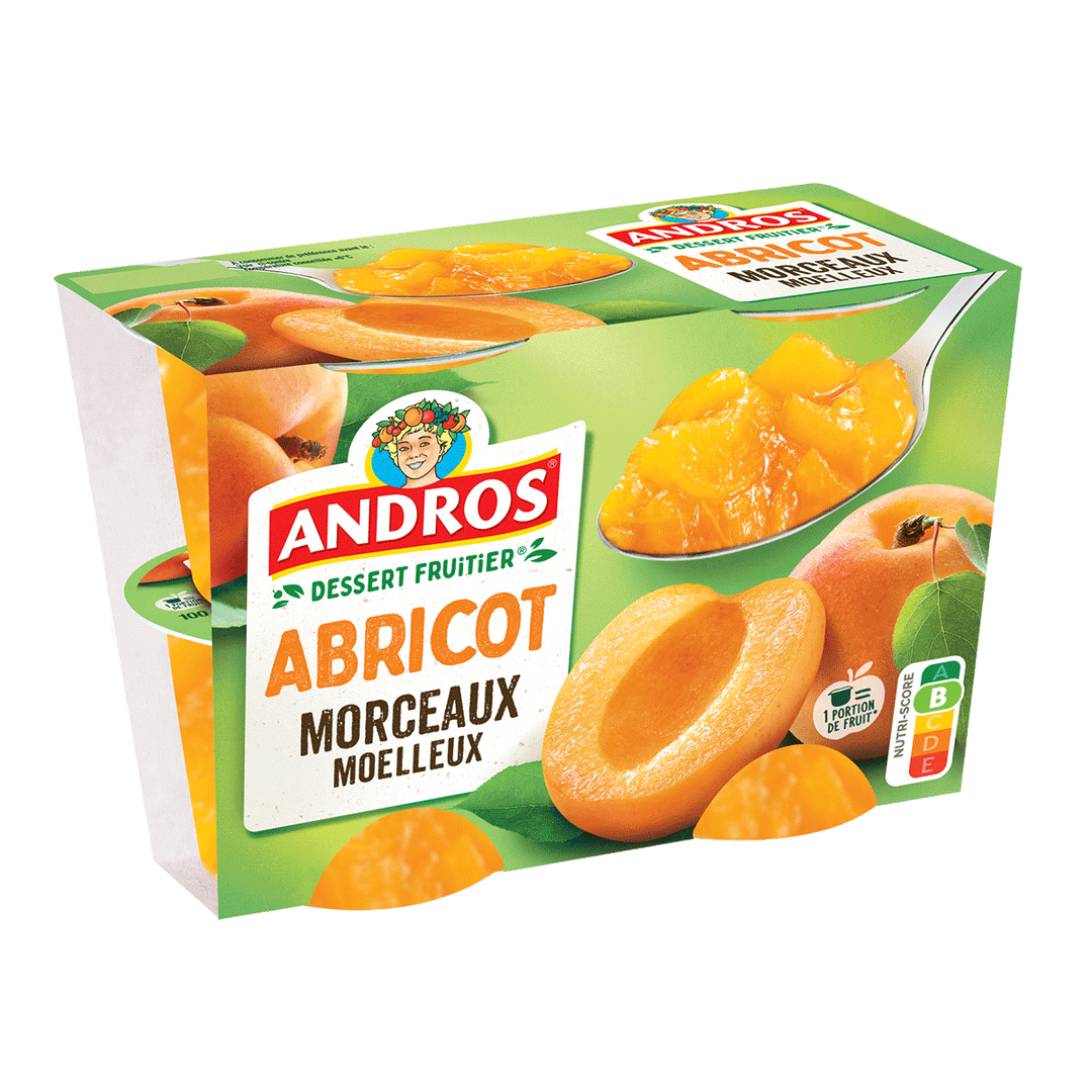 Compote abricot - avec morceaux moelleux, Andros (4 x 100 g)