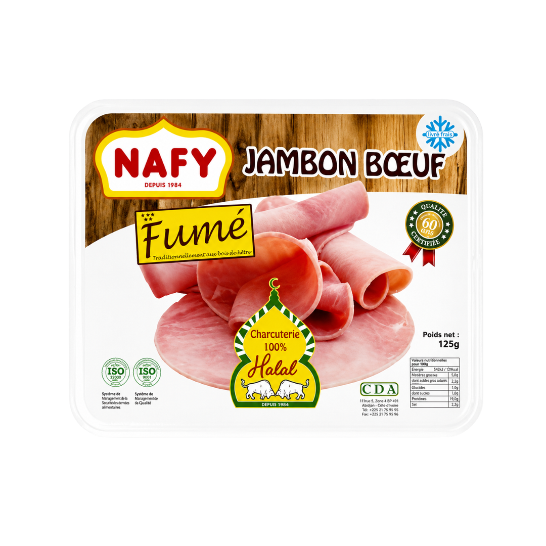 DLC Proche Août - Jambon de boeuf fumé halal - 125 g