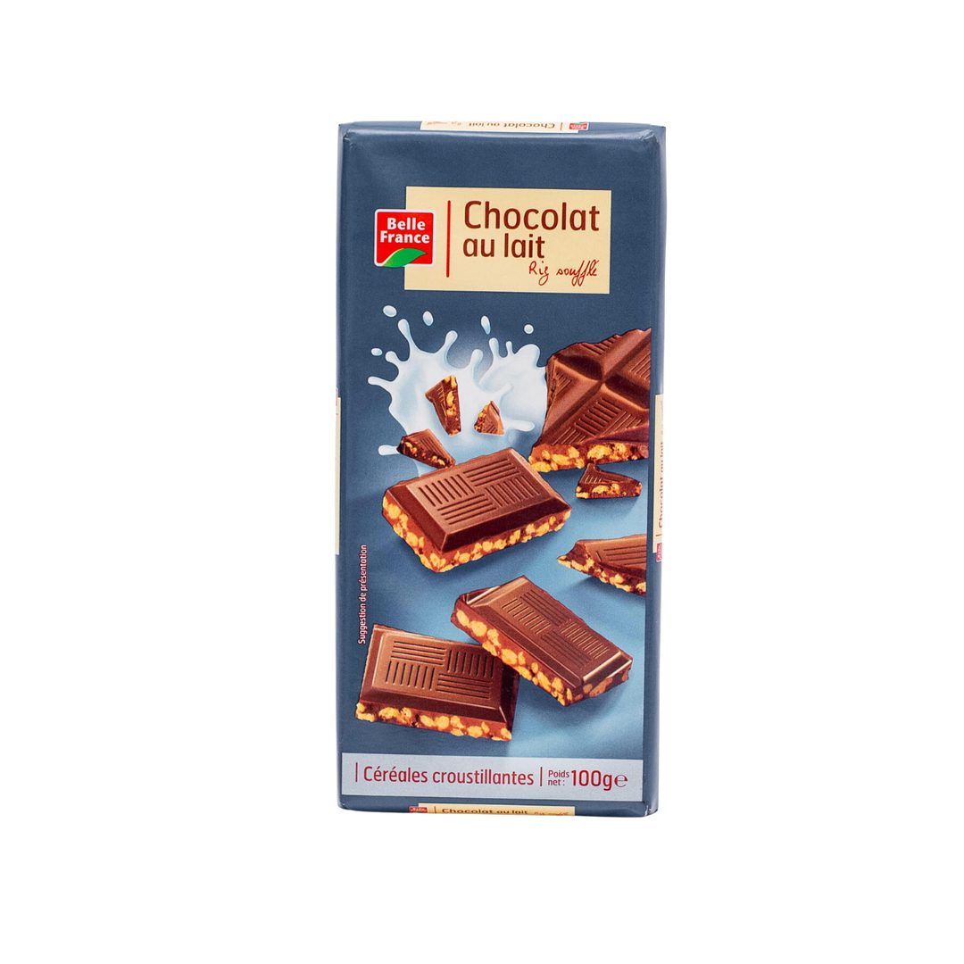 Belle France – Tablette de Chocolat au Lait & Riz Soufflé – 100 g