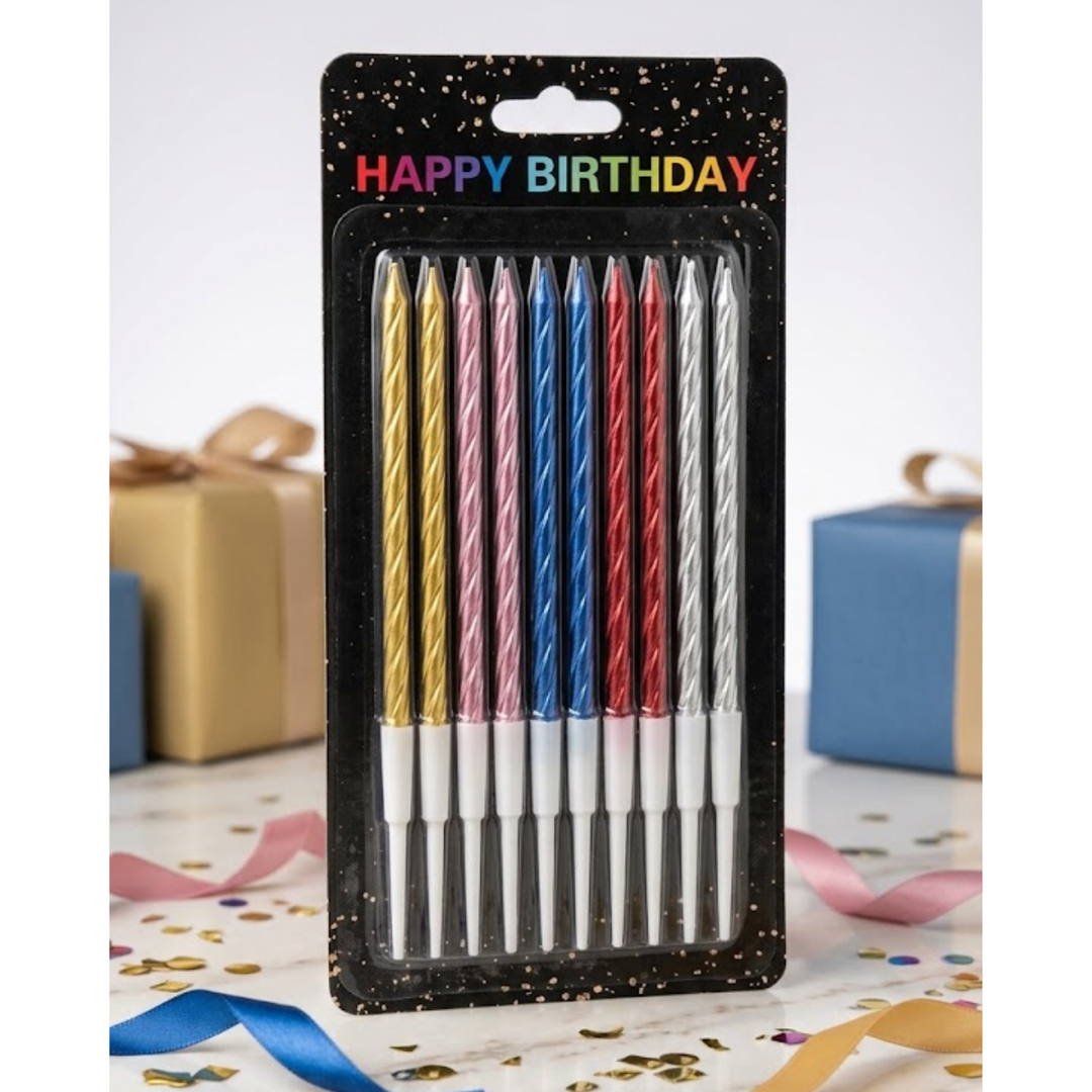 Bougies d’Anniversaire Longues – Lot de 10 Pièces