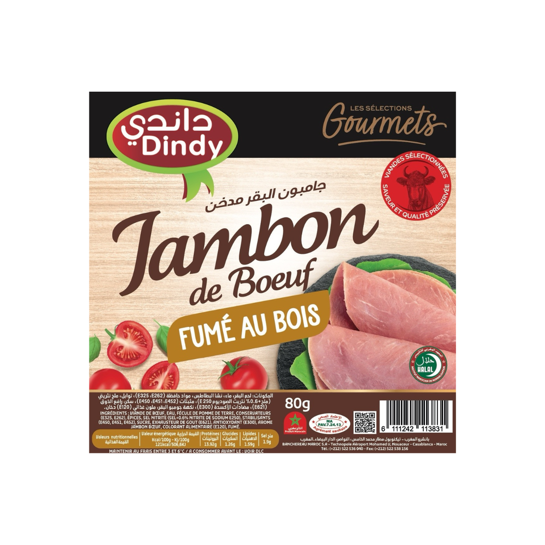 Dindy – Jambon de Bœuf Fumé au Bois – 80 g