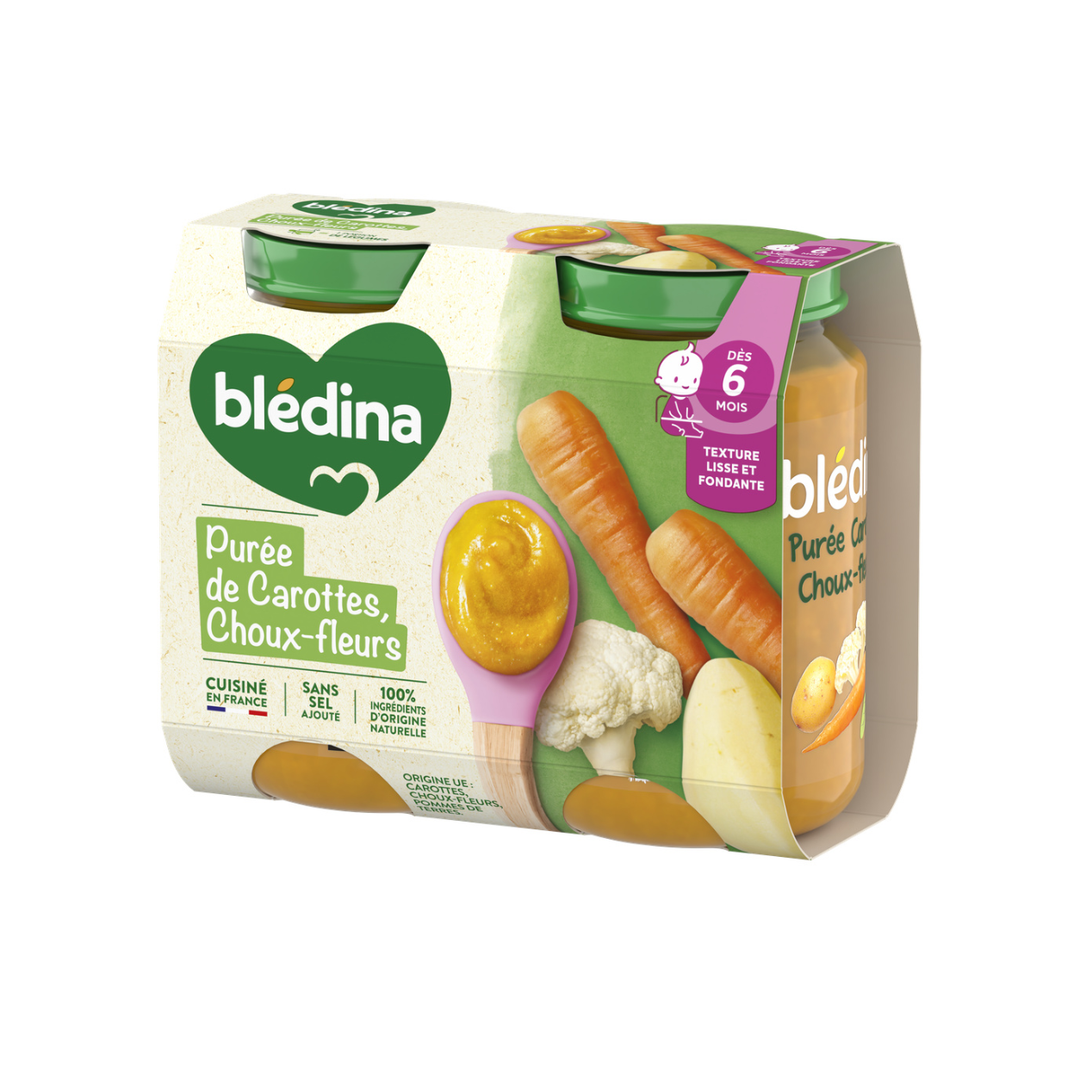 Blédina – Purée de Carottes & Chou-Fleur – Dès 6 Mois – 2 × 200 g