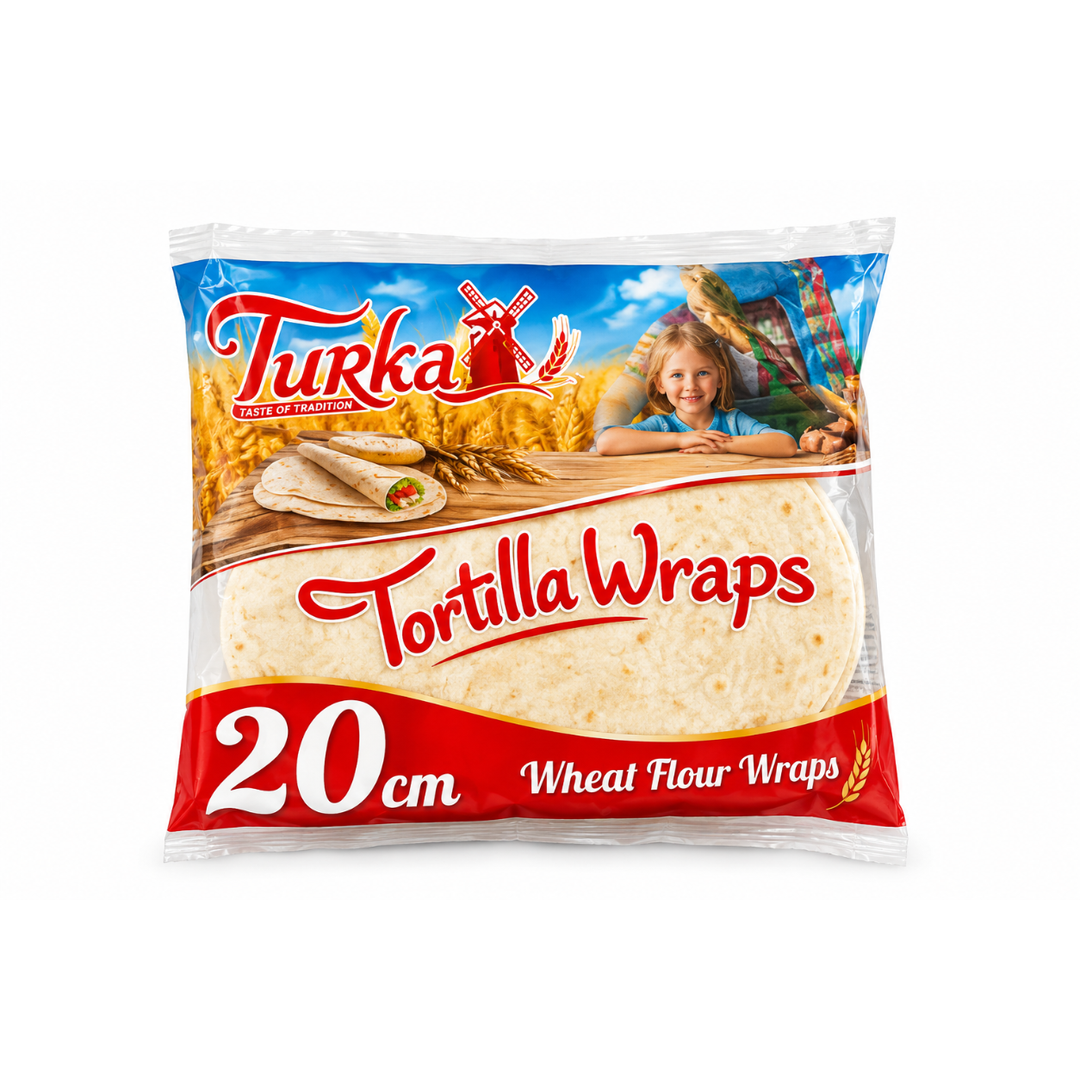TURKA – Tortilla Wraps Vegan – 20 cm – 18 pièces de 40 g